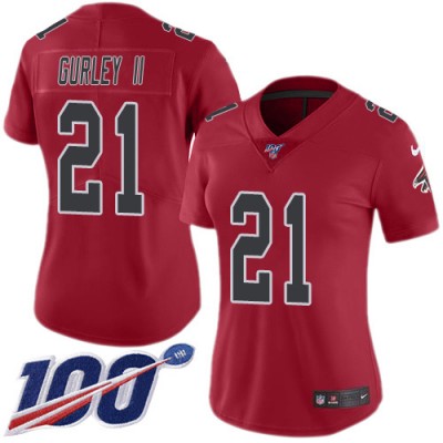 Nike Atlanta Falcons #21 Todd Gurley II Red Women's Stitched NFL Limited Rush 100th Season Jersey